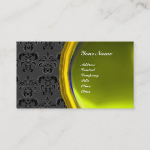 Tarjeta De Visita DAMASK GEM STONE MONOGRAM, topaz amarillo, violeta