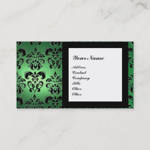 Tarjeta De Visita DAMASK GEM STONE MONOGRAM verde