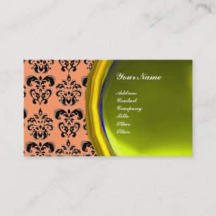 Tarjeta De Visita DAMASK GEMA PIEDRA MONOGRAMA,topacio amarillo ,vio