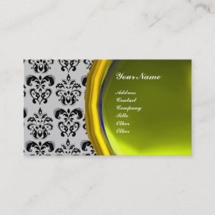 Tarjeta De Visita DAMASK GEMA PIEDRA MONOGRAMA,topacio amarillo ,vio