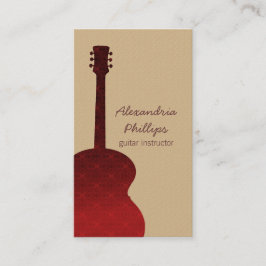 Tarjeta De Visita Damask Guitar Music Business Card, Red