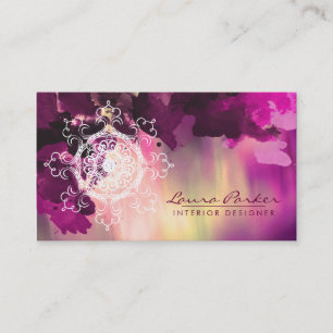 Tarjeta De Visita Damask Mandala Abstract Watercolor Artista Vintage