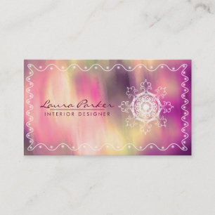 Tarjeta De Visita Damask Mandala Watercolor Elegante Artista Vintage