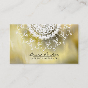 Tarjeta De Visita Damask Mandala Watercolor Elegante Artista Vintage