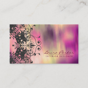 Tarjeta De Visita Damask Mandala Watercolor Elegante Artista Vintage