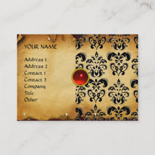 Tarjeta De Visita DAMASK MON RED RUBY, pergamino