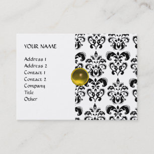 Tarjeta De Visita DAMASK MON RUBY amarillo brillante gris oro