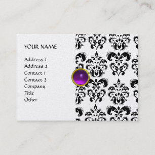 Tarjeta De Visita DAMASK MON RUBY brillante platino negro morado