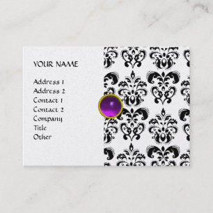 Tarjeta De Visita DAMASK MON RUBY morado brillante gris negro platin