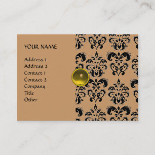 Tarjeta De Visita DAMASK MON RUBY oro gris amarillo brillante