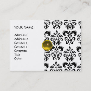 Tarjeta De Visita DAMASK MON RUBY oro gris amarillo brillante