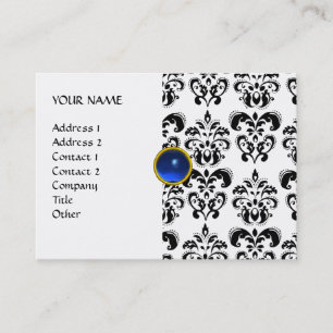 Tarjeta De Visita DAMASK MON RUBY oro gris azul brillante