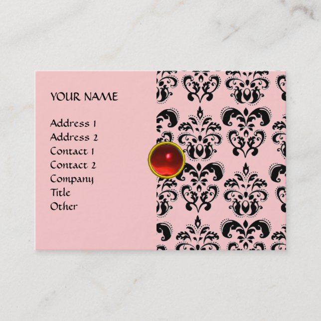 Tarjeta De Visita DAMASK MON RUBY oro violeta rojo brillante (Anverso)