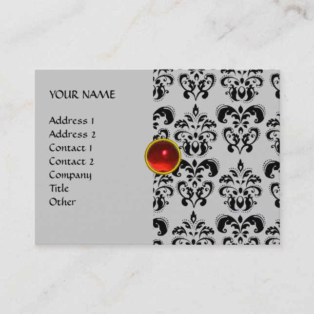 Tarjeta De Visita DAMASK MON RUBY oro violeta rojo brillante (Anverso)
