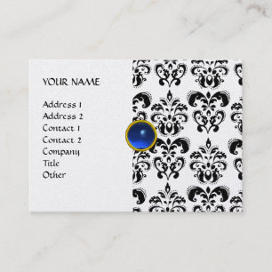 Tarjeta De Visita DAMASK MON RUBY perla azul brillante negro blanco