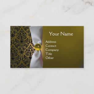 Tarjeta De Visita DAMASK MONOGRAM cinta blanca amarillo negro