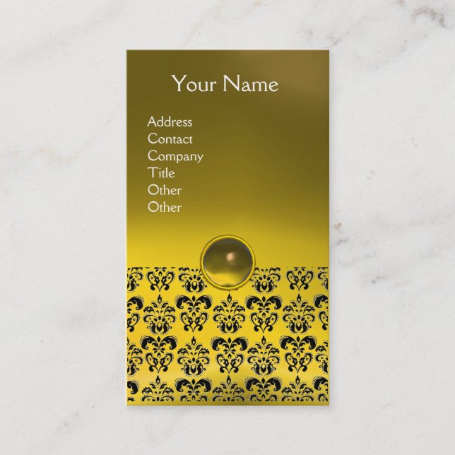 Tarjeta De Visita DAMASK MONOGRAM gem amarillo (Anverso)