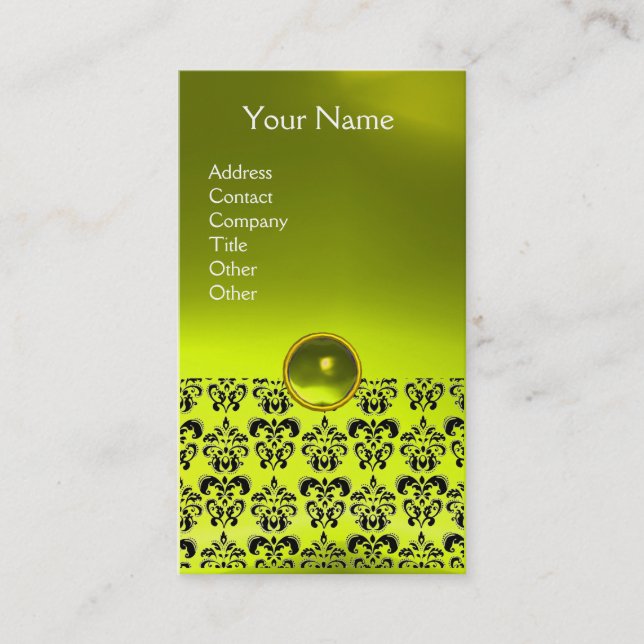 Tarjeta De Visita DAMASK MONOGRAM gem amarillo (Anverso)