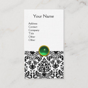 Tarjeta De Visita DAMASK MONOGRAM gem lino verde