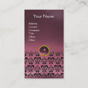 Tarjeta De Visita DAMASK MONOGRAM Gem luz púrpura