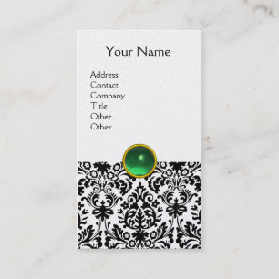 Tarjeta De Visita DAMASK MONOGRAM gem platino verde