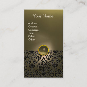Tarjeta De Visita DAMASK MONOGRAM gema agate crema gris
