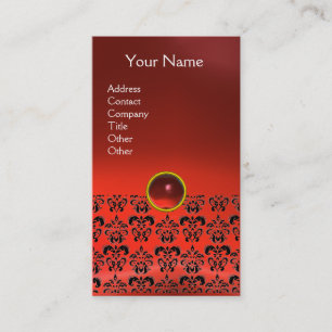 Tarjeta De Visita DAMASK MONOGRAM gema rojo rubí