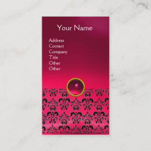 Tarjeta De Visita DAMASK MONOGRAM Gema ruby rosa