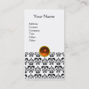Tarjeta De Visita DAMASK MONOGRAM huevo de cáscara naranja