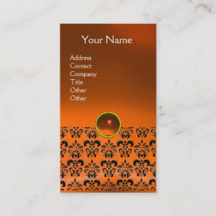 Tarjeta De Visita DAMASK MONOGRAMA gema amarilla