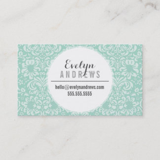 Tarjeta De Visita DAMASK SIMPLE SPOT patrón fresco de menta verde