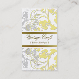 Tarjeta De Visita Damask Vintage Floral Flourier Moda Amarillo elega