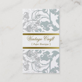 Tarjeta De Visita Damask Vintage Floral Flourier Moda Azul Elegante