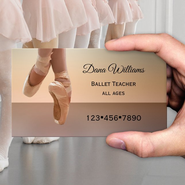 Tarjeta de visita Dance Ballerina moderna (Elegant business card for a choreographer or ballet teacher, dance school or studio - ballet shoes)
