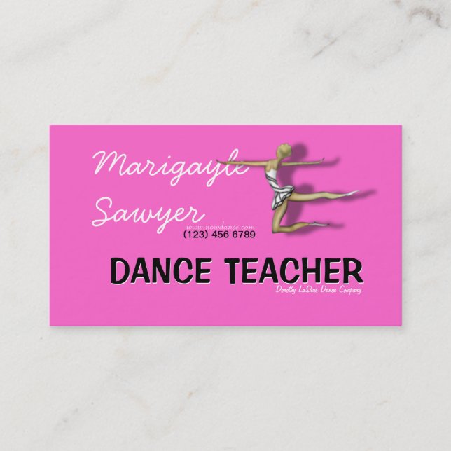Tarjeta De Visita Dance Teacher Choreographer Dancer Business Card (Anverso)