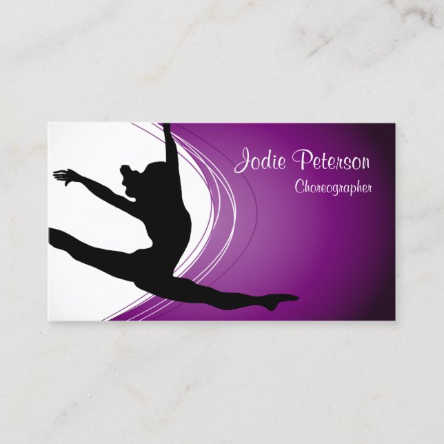 Tarjeta De Visita Dancer Jette Leap Silhouette Purple Business Card (Anverso)