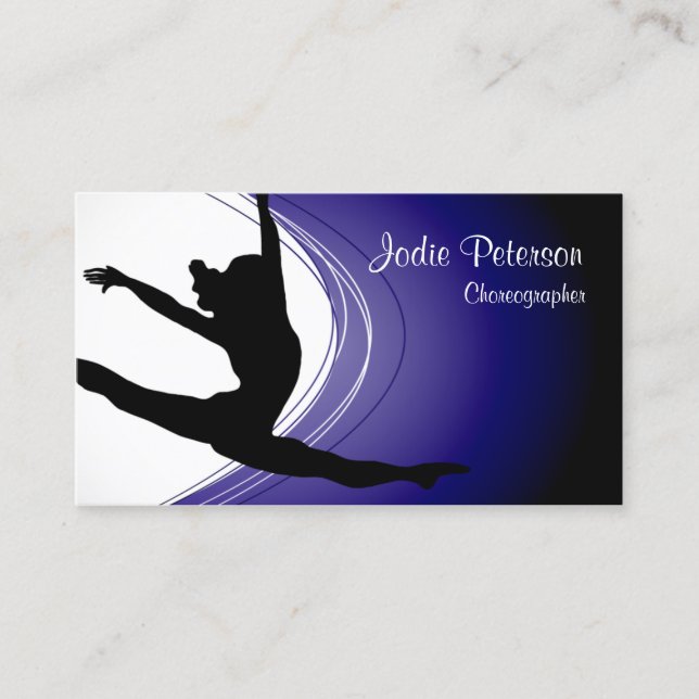 Tarjeta De Visita Dancer Jette Leap Silhouette Violet Business Card (Anverso)