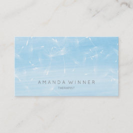 Tarjeta De Visita Dandelion Confetti Blue Watercolor Therapist