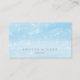 Tarjeta De Visita Dandelion Confetti Blue Watercolor Therapist