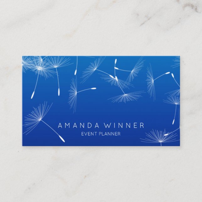 Tarjeta De Visita Dandelion Confetti Cobalt Blue Glam Ombre (Anverso)