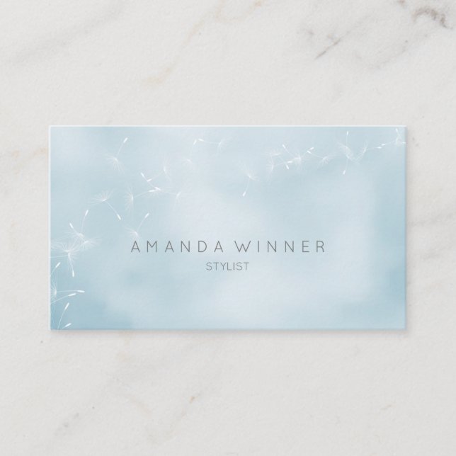 Tarjeta De Visita Dandelion Confetti Gray Glass Ombre (Anverso)