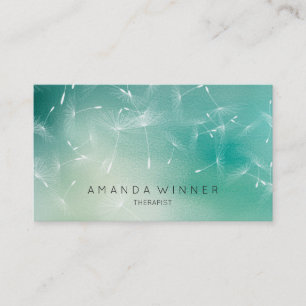 Tarjeta De Visita Dandelion Confetti Mint Verde azulada Ombre Therap