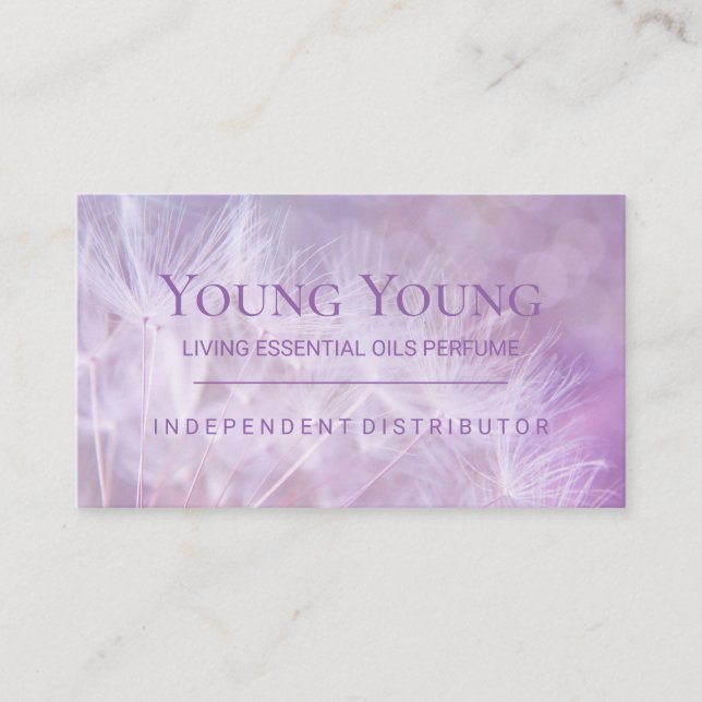 Tarjeta De Visita Dandelion Lilac Aceites Esenciales Dandelion Laven (Anverso)