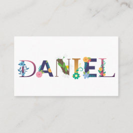 Tarjeta De Visita DANIEL Nombre Arte Con Flores Borradas
