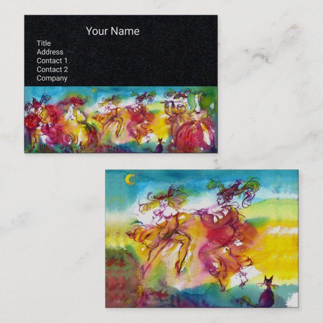 Tarjeta De Visita Danza de mascarada de la noche del carnaval, papel (Anverso / Reverso)