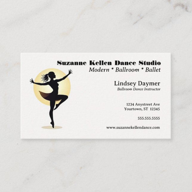 Tarjeta De Visita Danzante y Spotlight Dance Instructor Dance Studio (Anverso)