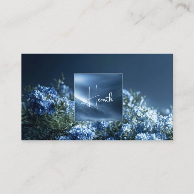 Tarjeta De Visita Dark Blue Floral Misty Mountain Luminous Frame (Anverso)