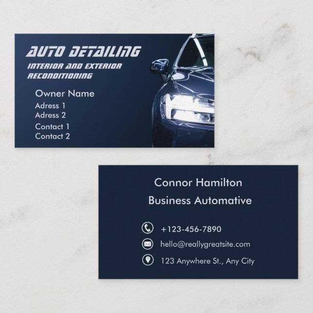 Tarjeta De Visita Dark Blue Modern Business Card (Anverso / Reverso)