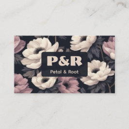 Tarjeta De Visita Dark Floral Anemone Florist Business Card