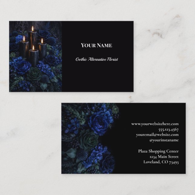 Tarjeta De Visita Dark Floral Gothic Alternative Florist (Anverso / Reverso)